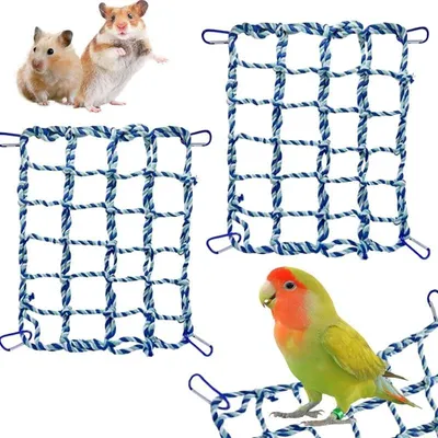 Produktbild von Rattenkletterseil - 2 Stück - Rattenspielzeug - Baumwollseilbrücke - Hängematte - Leiter mit 4 Haken - Vielseitig - Kletterspielzeug