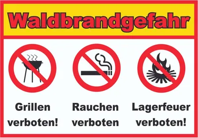 Produktbild von Waldbrandgefahr Grillen Rauchen Lagerfeuer verboten Schild A6 Rückseite selbstklebend