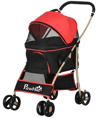 Obrázok produktu pre PawHut vozík pre psov, 2 v 1 vozík pre psov, skladací kočík pre psov, taška na prenášanie, červená