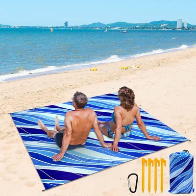 Immagine prodotto di Telo da spiaggia, antarena e impermeabile, dimensioni 210 x 200 cm, ideale per la spiaggia e per i picnic