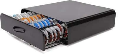 Produktbild von Famanu Espresso Kapselhalter mit Schublade - Aufbewahrungsbox für 64 Kaffeekapseln - Schwarz
