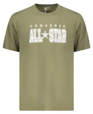 Produktbild von Stylisches grünes Kurzarm-Herren-T-Shirt mit Logo-Druck und Rundhals