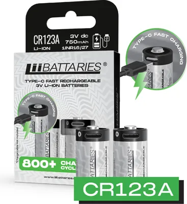 Zdjęcie produktu dla LiiBattaries MOCNY AKUMULATOR BATERIA LITOWO-JONOWA CR123A USB-C 2szt. 750
