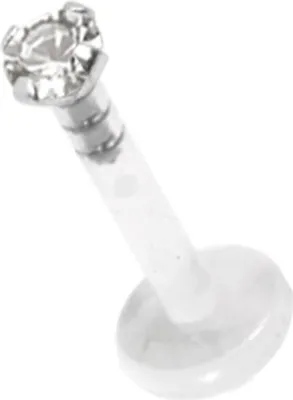 Immagine prodotto di Attacco per piercing al labbro Labret Bioplast Pietra d'argento 2 mm - Bianco FLSAJ-12 - 6,0 millimetri