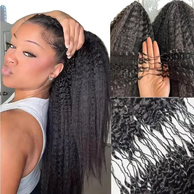 Immagine prodotto di Extension in capelli veri, qualità Remy, facili da intrecciare, ricci o lisci, 45 cm, 1 pezzo da 60 g
