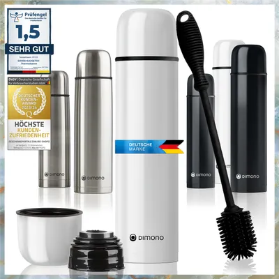 Obrázek produktu pro Dvoustěnná termoska, bílá, 500 ml, izolační láhev, vakuová láhev, láhev na pití s integrovaným kelímkem na kávu a čaj