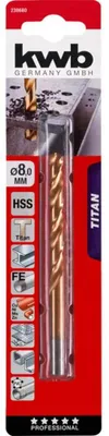 Produktbild von kwb Titan HSS Metallbohrer Ø 8 mm mit speziellem Spitzenanschliff, langer Standz