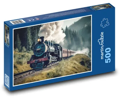 Obrázok produktu pre Puzzle 500 Historická parná lokomotíva v prírode - martinpuzzle