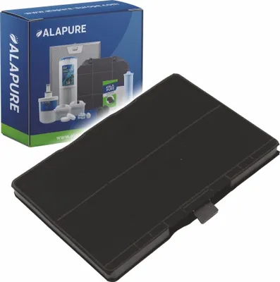 A product shot of an activated carbon filter and its packaging.