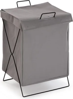 Image de Panier pour linge sale Versa Gris Polyester Métal Polyéthylène 35 X 48 X 30 CM