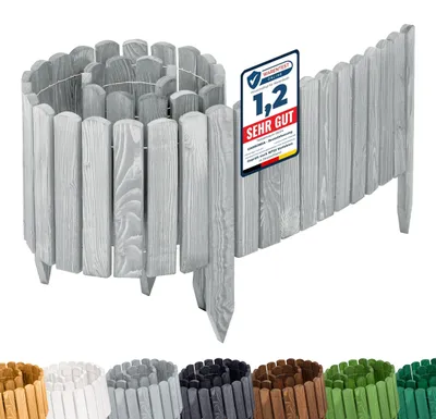 Produktbild von Garronda Rasenkante Holz Beeteimfassung imprägniert 200 cm x 30 cm Flexibler Rollborder Zaun für Garten GD-0109 (Grau, Höhe: 30 cm)