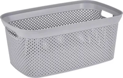 Produktbild von Wäschekorb Wäschewanne Plastik Kunststoff Korb Griffen Rattan Optik Hell Grau  35 L