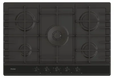 Produktbild von Haier Series 6 HAHG7W5HEB, Schwarz, Integriert, 74.5 cm, Gaskochfeld, Edelstahl, 5 Zone(n)