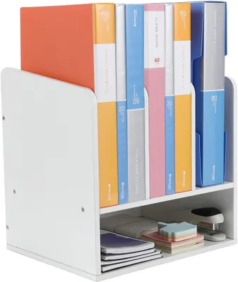 Image de Bureau A4, organiseur de documents, blanc, en bois, pour bureau