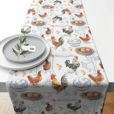 Productafbeelding van Ambiente Tafelloper met kippenprint 40 x 150 cm