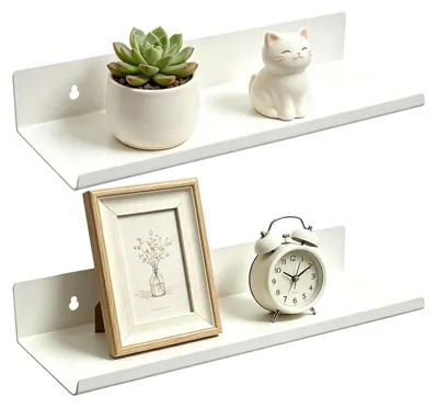 Produktbild von 2 Stück Metall Wandregal Ohne Bohren 30 cm Weiß
