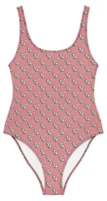 Produktbild von Mr. & Mrs. Panda Badeanzug Pinguin Lachen Größe XXXL - Canyon Pink - Geschenk, Humor, Fröhlich, Swimsuit, Schwimmanzug, Lol, Optimismus, Damen-Einteiler, Haha, Bademode