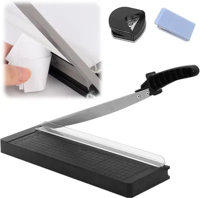 Imagen del producto de Máquina de corte de papel 3 en 1, manual, formato A4, para cortar hasta 8 hojas, ideal para fotos y tarjetas