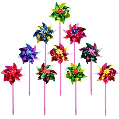 Produktbild von 36 Stück Kunststoff Regenbogen Windräder für Garten & Party Deko, Zufällige Farben, 15 x 36,5 cm