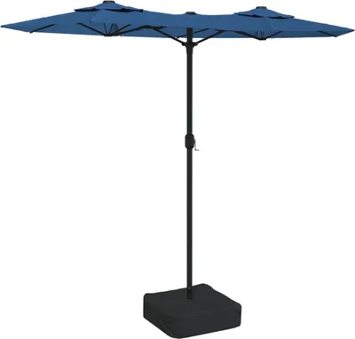 Zdjęcie produktu dla Podwójny parasol ogrodowy z LED, niebieski, 316x145 cm