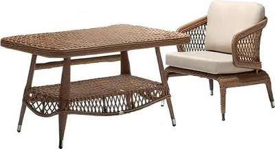 Obrázek produktu pro Zahrádní nábytek: křeslo, hnědé, konferenční stolek, design, moderní, 2dílná sada