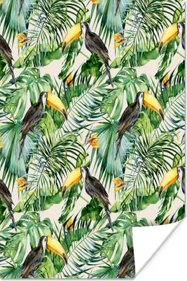 Produktbild von MuchoWow® Poster Blumen - Vogel - Tukan 20x30 cm - Papierdruck