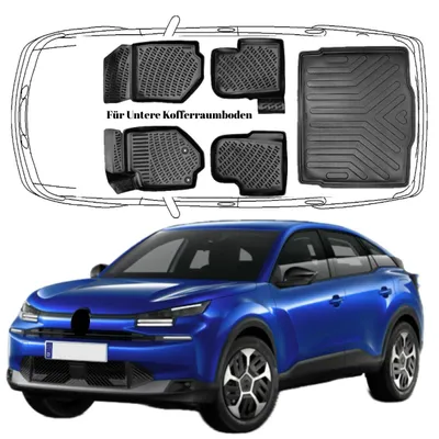 Produktbild von 3D Auto Fußmatten & Untere Kofferraumwanne Set Kompatibel mit CITROËN C4 3.Gen ab 2020