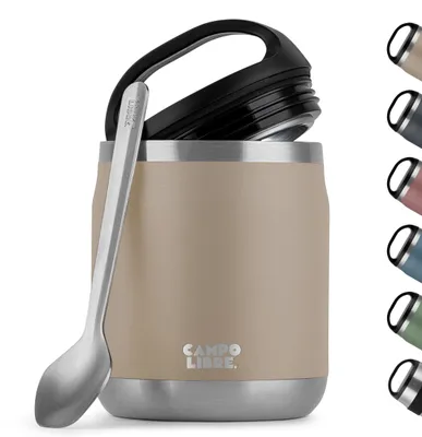 Thermos-Lunchbox 600 ml, isoliert, mit Löffel, beige
