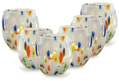 6 mundgeblasene Weingläser aus Glas, handgefertigt, 200 ml