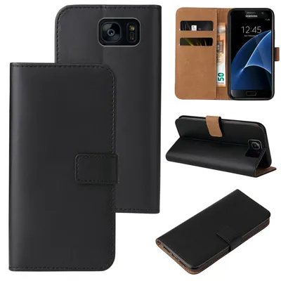 Produktbild von Handyhülle für Samsung Galaxy S7 Klapphülle Bookcase Flip Cover Hülle Handy Tasche Etui Farbe: Schwarz