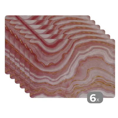 Obrázok produktu pre MuchoWow® Podložky Sada 6 podložiek Umývateľné podložky 30x45x0.3cm Mramor - zlatý - biely Podložka pod stôl Nekĺzavá a odolná voči teplu