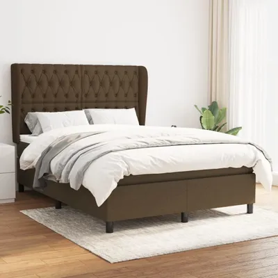 Produktbild von The Living Store Boxspringbett mit Matratze Dunkelbraun 140x190 cm Stoff