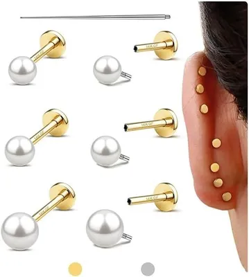 Imagen del producto de Piecing en espiral, atornillado, de 6 mm, 7 mm u 8 mm, de acero quirúrgico, para el tragus y el cartílago