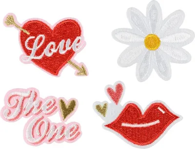 Obrázok produktu pre Nažehľovacie obrázky Love, mix, 5,5–6,5 x 3,5–4,5 cm (1 balenie / 4 ks)