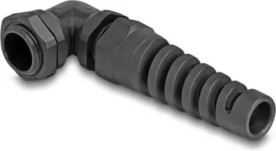 Produktbild von Delock - Kabelverschraubung - Zugentlastung, 90° gewinkelt, PG11 - Schwarz, RAL 9005