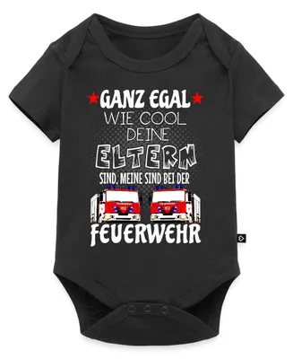 Produktbild von Spreadshirt Meine Eltern Sind Bei Der Feuerwehr Kurzarm Tages Baby Body, 56 (0-2 M.), Schwarz