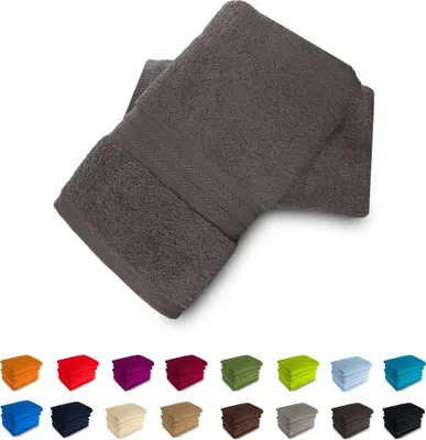 Produktbild von 550g/m2 Handtuch 100% Baumwolle Frottee 70x140 Nr 24 dunkelgrau