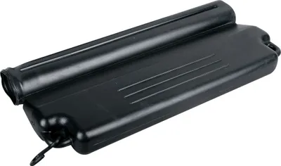 A black plastic pool ice protector is shown on a white background.