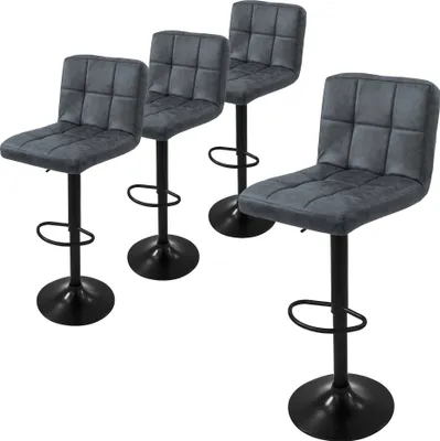 Produktbild von ML-Design 4er Set Barhocker Tresenhocker 360° drehbar, Gepolsterter Barstuhl mit Rückenlehne und Fußstütze, 63-83 cm