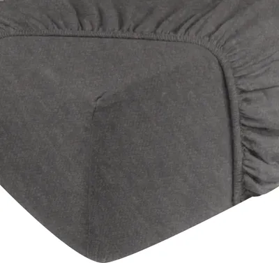 Produktbild von DoubleDry Spannbettlaken Jersey 90x200cm - 100% Baumwolle - Spannbetttuch - 28cm Steg - Grau Melange