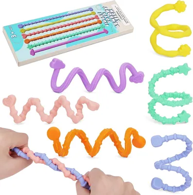 Produktbild von Fidget Toys Silikon Sensorik Stick, 6 Stück Fidget Sticks Sensorik Spielzeug Autismus Erwachsene Anti-Stress Spielzeug ADHD Stressabbau, Sensorisches