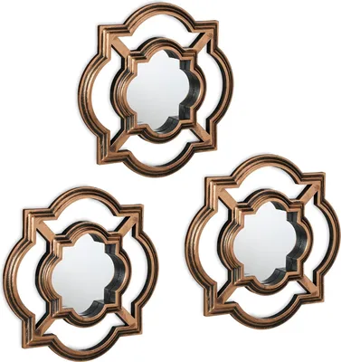 Produktbild von Spiegelset von 3 - Vintage - Rund - Ø 25,5 x 25,5 cm - Wohnzimmer - Gold-Schwarz