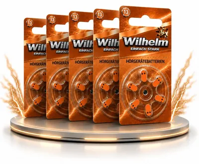 Produktbild von 30 x WILHELM Hörgerätebatterien Typ 13 orange Hörgerätbatterie PR48 ZL2 1,4/1,45 V, KI-generiertes Bild