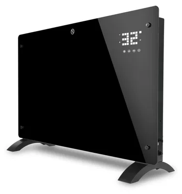 Zdjęcie produktu dla Grzejnik elektryczny Peviasot o mocy 2500W, czarny, z szybą, z aplikacją WiFi i pilotem, timerem 24h, termostatem, klasa IP24, do montażu na ścianie lub do postawienia na podłodze