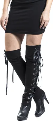 Produktbild von Gothicana by EMP Damen schwarze Beinstulpen mit Schnürung S-M