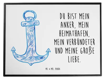 Produktbild von Mr. & Mrs. Panda Schreibunterlage Anker Blau - Weiß - Geschenk, Lustige Sprüche, schreibtischunterlage, tischauflage, tischpad, tischschutzmatte, schreibtischunterlagen