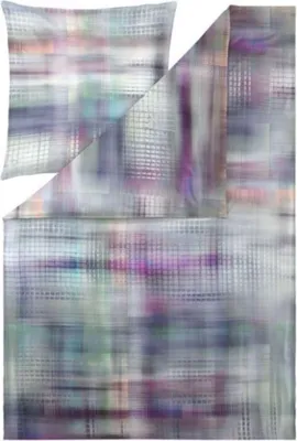 Produktbild von Estella Mako-Satin Bettwäsche 155x220 Pixie Pixel Mosaik grau lila 4835-985