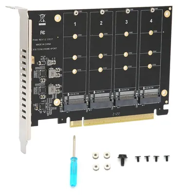 Produktbild von Doppelte M.2 PCIe Adapterkarte für NVMe SSD mit 4-Port Unterstützung