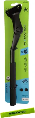 Image de Support arrière pour vélo Mooi avec plaque de 40 mm - noir, bande réfléchissante maxxi4you incluse