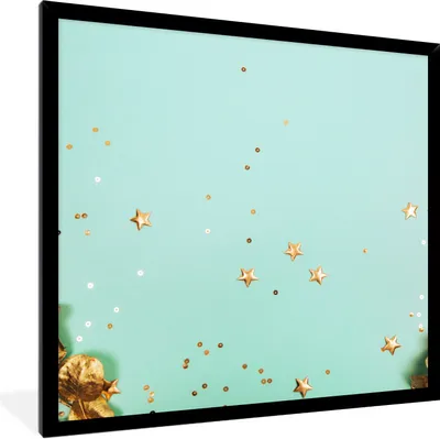 Produktbild von MuchoWow® Gerahmtes Poster Goldene Blätter 40x40 cm - Poster mit Schwarzem Bilderrahmen Wandposter Rahmen Foto Bilder - Mit Rahmen - Wanddekoration Schlafzimmer